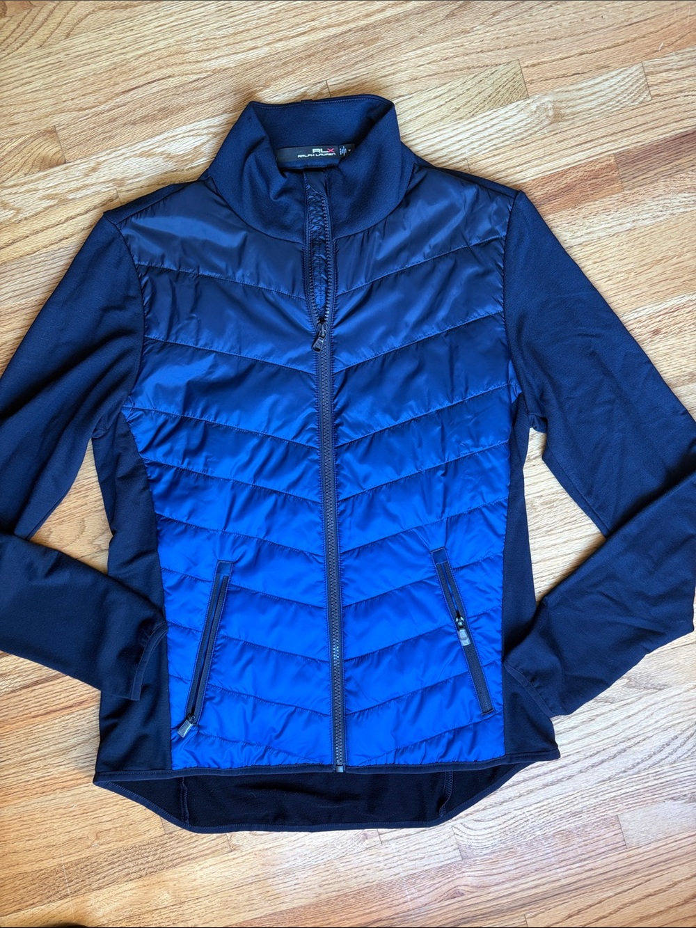 RLX medium Ralph Lauren Navy and Royal Blue Quilted Hybrid Jacket